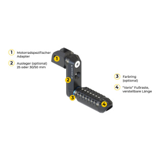 Fußrasten VARIO für BMW R 1250 GS Adventure (19-) 1G13/1G13ind - Individuell Längenverstellbar