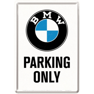 Blechpostkarte "BMW-Parking Only"