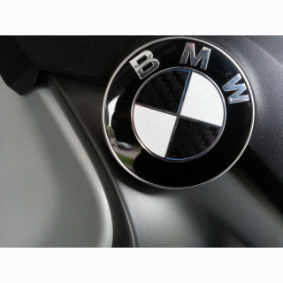 Carbon Emblem Ecken Set schwarz+weiß für BMW M M1 F20 F21 E81 E82 E87 E88 Paket